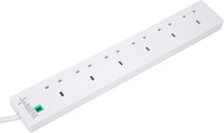 PRO ELEC PELB1703 6 Gang Extension Lead with Surge Protection White, 5m