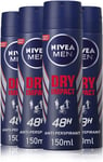 NIVEA MEN Dry Impact Anti-Perspirant Deodorant Spray Pack of 4 (4 X 150Ml), Men'