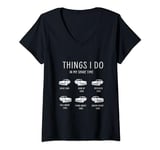 Womens Things I Do In My Spare Time Funny Car Guy Car Enthusiast V-Neck T-Shirt