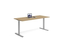 Wulff Hev senk skrivebord 180x80cm 670-1170 mm (slaglengde 500 mm) Färg på stativ: Sølvgrå - bordsskiva: Eik