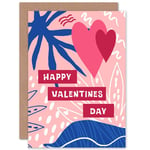 Tropical Love Happy Valentines Day Fun Floral Greetings Card Plus Envelope Blank inside
