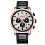 CURREN Men Watches Fashion Waterproof Chronograph Calendar Stainless Steel Sports Military Male Clock (Rose Gold Black)