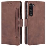 HualuBro Motorola Edge Case, Magnetic Full Body Protection Shockproof Flip Leather Wallet Case Cover with Card Holder for Motorola Moto Edge Phone Case (Brown)