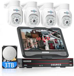 【5Mp+Ptz】 5MP Poe CCTV Security Camera System,10'' LCD Monitor with 8CH NVR,4X5M