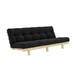 Banquette convertible futon LEAN pin coloris charbon couchage 130x190 cm.