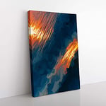 Big Box Art Wave Reflections in Abstract Canvas Wall Art Print Ready to Hang Picture, 76 x 50 cm (30 x 20 Inch), Blue, Teal, Brown
