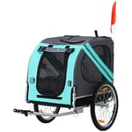 Folding Dog Bike Trailer Pet Cart Carrier for Bicycle Travel in Steel Frame with Hitch Coupler
