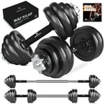 Amonax 30kg Cast Iron Adjustable Dumbbells Weight Set, Barbell Set Men Women, Strength Training Equipment Home Gym Fitness, Dumbell Pair Hand Weight, Bar Bells Free Weights for Weight Lifting