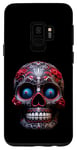 Coque pour Galaxy S9 Crâne en sucre Jour des morts Crâne Rouge et Noir Art