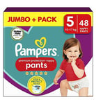 Pampers Premium Protection Nappy Pants Size 5, 48 Nappies, Jumbo+ Pack