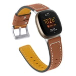 Tencloud Straps Compatible with Fitbit Versa 3 Strap, Replacement Leather Band Wristband for Fitbit Sense/Versa 3 Smartwatch Women Men (Brown)