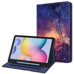FINTIE Coque pour Samsung Galaxy Tab S6 Lite 10.4 Pouces 2024/2022/2020 - Housse Multipositions Etui avec Poche Frontale et Fonction Sommeil/Réveil Automatique, Galaxie