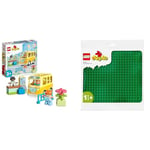 LEGO DUPLO The Bus Ride Set, Learning Toy To Help Build Social and Fine Motor & 10980 DUPLO Green Building Base Plate, Construction Toy for Toddlers and Kids, Build and Display Board