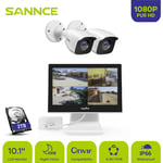 SANNCE 4 canaux DVR 1080P caméras CCTV Kits système de surveillance de sécurité prend en charge ONVIF pour extérieur intérieur 2 caméras - disque dur