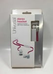 T-Mobile Stereo Headset Tangle Free Cord W/Mic - Pink & White Earbuds