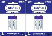 Battery Life ER14505 AA Batteries Lithium 3.6v 2400mAh Long UK 4 pack 