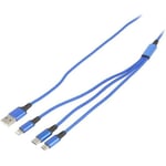 Adnauto - Cable usb 2.0 prise Apple Lightning prise male usb b micro prise usb c vers prise usb a 1.2m - Bleu - Bleu