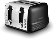 Tower Ash 4 Slice Black Toaster Stainless Steel