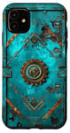 iPhone 11 Turquoise Steampunk Turquoise Distressed Case