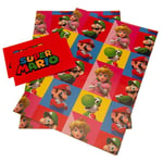 Super Mario Gift Wrap 2 Sheets 2 Tags Official Merchandise Gift NEW UK FREE P&P