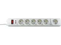 Power Strip Extension Cord, 3M, 6 Sockets, White, Led Indikace, Powerton