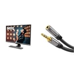 BenQ EW3270U 4K Écran | 32 Pouces HDR USB-C | Compatible pour MacBook Pro M1 & KabelDirekt – 10m Câble d'extension Audio (3,5 mm Jack (m) à 3,5 mm Jack (f), câble aux) Pro Series