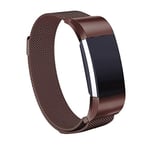 JIAOCHE Stainless Steel Magnet Wrist Strap for FITBIT Charge 4， Large Size: 210x18mm(Black) (Color : Coffee)