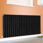 NRG Premium Black 600 x 1428 mm Radiator | Flat Panel Double Column Designer Central Heating Radiators UK