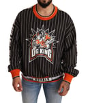 DOLCE & GABBANA Sweater Black Multicolor DG King Print Sweatshirt s. L