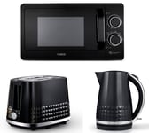 Tower Solitaire Black Kettle 2 Slice Toaster & T24042BLK 20L Manual Microwave
