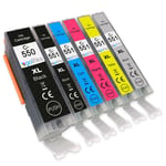 6 Printer Ink Cartridges 550/551 (6 Set) for Canon PIXMA MG7150, MG7500, MG7550