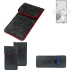 Felt Case for Xiaomi 12T Pro dark gray red edges Cover bag Pouch