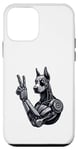Coque pour iPhone 12 mini Panneau à main Doberman Robot Dog Cyborg Peace