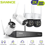 3MP Kit de Surveillance Sans Fil nvr ir Vision Nocturne Audio Bidirectionnelle Détection Mouvement Wifi Sécurité Caméra Système - Sannce
