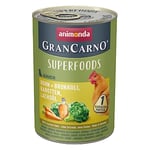 animonda GranCarno Junior Superfoods Nourriture Humide pour Chiens en Croissance Poulet + Brocoli Carottes Huile de Saumon 400 g