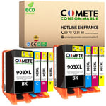 COMETE CONSOMMABLE Pack de 8 Cartouche d'encre compatibles avec HP 903 XL 903XL 2 Noir + 2 Cyan + 2 Magenta + 2 Jaune