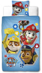 Paw Patrol sängkläder - 140x200 cm - Marshall, Rubble och Chase - Bäddset med 2 i 1 design - 100% bomull