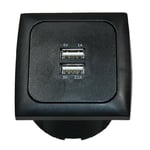 Innebygd stikkontakt 12/24v svart 2 x USB