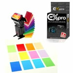 Ex-Pro 12 x Flash Gun Universal Colour Gel Filter Kit - Hook & Loop Holder.