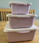 3PCS Click and Lock Square Food Storage Container Sizes 750ML, 1500ML 2750ML Plastic Food Storage Containers Set Store ON WORKTOP Fridge Any Storage DIFFERNT COLOURES in Store