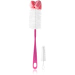 BabyOno Take Care Brush for Bottles and Teats with Mini Brush & Sponge Tip børste til rensning Pink 2 stk.
