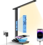 YAMYONE LED Desk Lamp with Wireless Charger, USB Charging Port, 5 Colors 5 Desk