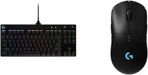 Logitech G Pro Mechanical Gaming Keyboard Qwertz, Black & Logitech G PRO Wireless Gaming Mouse, HERO 25K Sensor, 25,600 DPI, RGB, Black