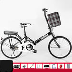 Folding BikeFolding Bicycle Men And Women To Work Ultra-Light Portable Adult Teenage Students 120 Inch Mini Bicycle-【85%_Pack】High_Matching_Black_20_Inches