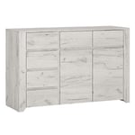 Furniture To Go Angel 2 Door 3+3 Drawer Wide Chest, Wood, White Oak, 118.7x40x76.5 cm