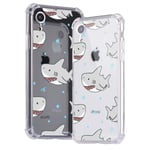 Idocolors For iPhone SE 2020/7 / 8 Cases Clear Cute Shark Design, Shockproof Phone Case Slim Soft TPU with Bumper & Four Corner Air Cushion Protective, Cover Thin Anti-Scratch Kawaii Animal Pattern