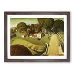 The Birthplace Of Herbert Hoover By Grant Wood Classic Painting Framed Wall Art Print, Ready to Hang Picture for Living Room Bedroom Home Office Décor, Walnut A2 (64 x 46 cm)