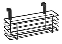 WENKO Fin panier à suspendre, corbeille-étagère suspendue WENKO pour tiroir ou porte de placard, idéal pour la salle de bain et la cuisine, sans perçage, en métal thermolaqué, 24 x 11,5 x 10 cm, noir