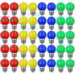 Färgade LED-lampor E27 3w=30w Dekorativa och designbelysning 240 Lumen AC220v-240v Dekorationslampa Blandade färger Röd Gul Blå Grön - Pack med 40 [energ