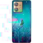 Motorola Edge 40 Neo Transparent Mobilskal Blå fjäril